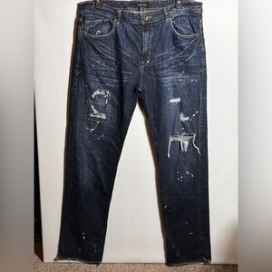 Akoo No Rivals Men's Dark Blue Distressed Jeans sz 40